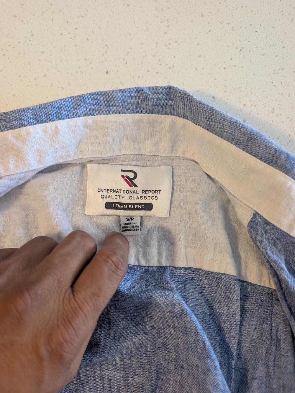 International Report Light Blue Linen-Blend Button-Down Shirt